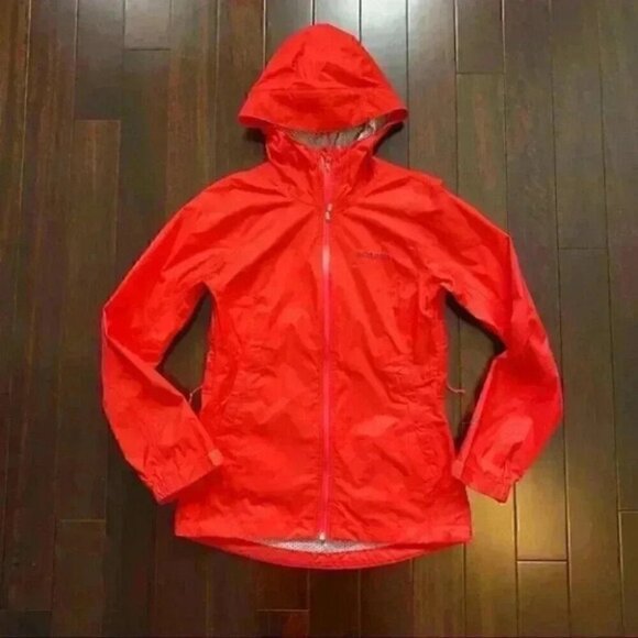 Columbia Jacket Omni Shield Waterproof Nylon Windbreaker Hood Coral Orange XS - Picture 16 of 16